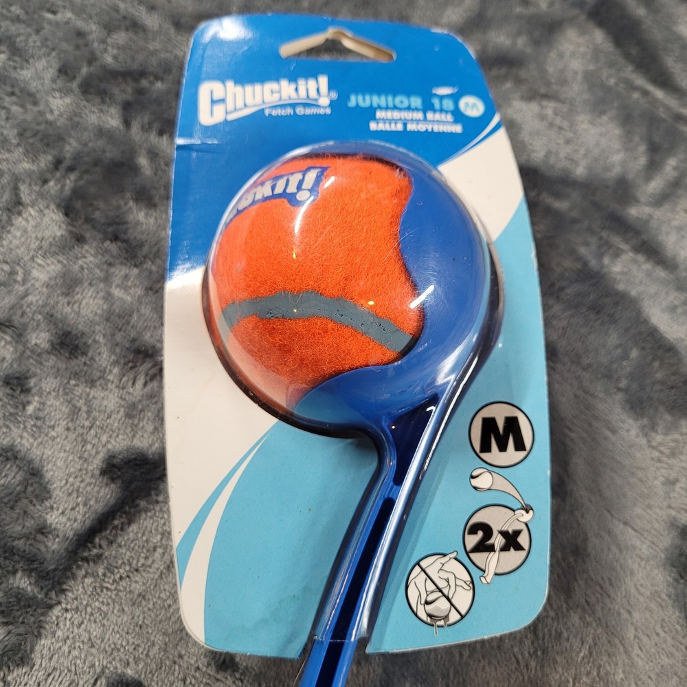 Chuckit! Junior 18M Dog Ball Launcher Blue‎ Medium 2.5" Ball Hands Free Pick Up
